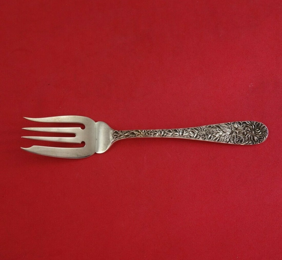 J.S. MacDonald Repousse Sterling Silver Salad Fork 6.25 in Flatware: J.S. MacDonald Repousse Sterling Silver Salad Fork 6.25 in Flatware This exquisite salad fork from J.S. MacDonald features the elegant Repousse pattern, showcasing intricate detailing in its design. C