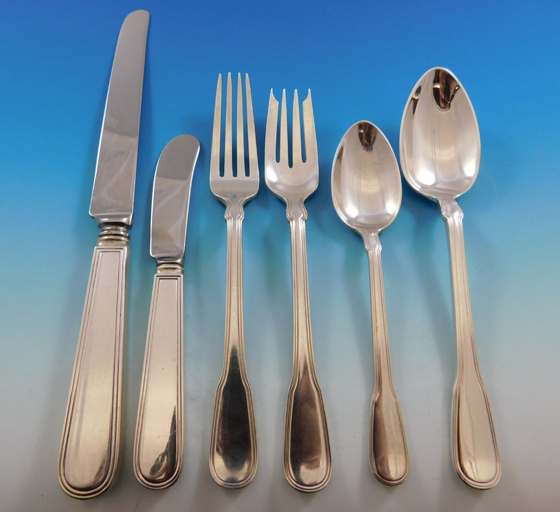 Tiffany & Co Hamilton Gramercy Sterling Silver Flatware Set 53 pcs Art Deco: Tiffany & Co Hamilton Gramercy Sterling Silver Flatware Set 53 pcs Art Deco Discover the elegance of the Hamilton, also known as Gramercy, flatware set by Tiffany & Co. This exquisite 53-piece sterlin