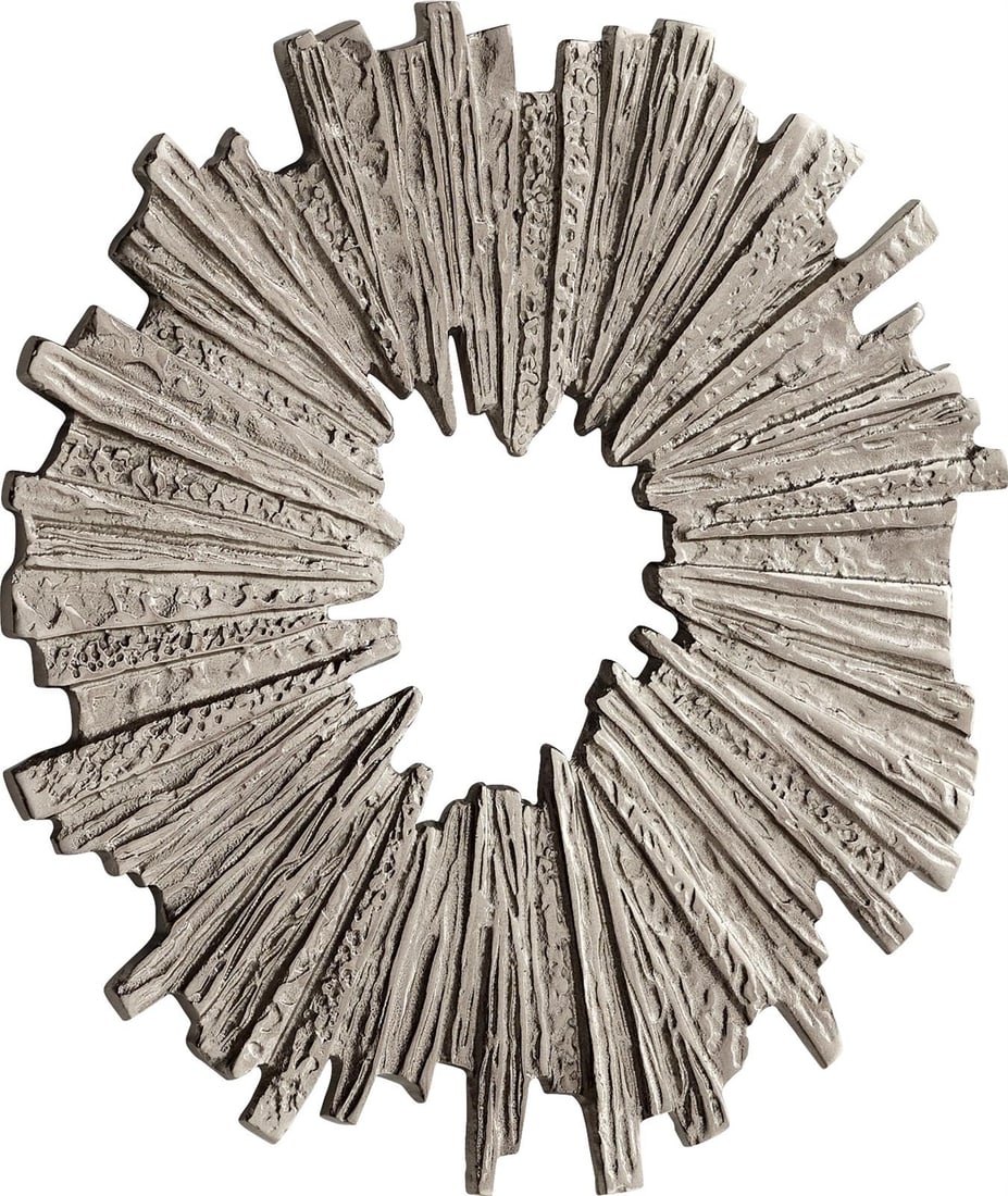 Cyan Cadabra Nickel Circular Wall Decor Sculpture: Cyan Cadabra Nickel Circular Wall Decor Sculpture Enhance your home decor with this Antique Style Nickel Cadabra Wall Decor by Cyan. Featuring a transitional design, this circular piece is crafted fro