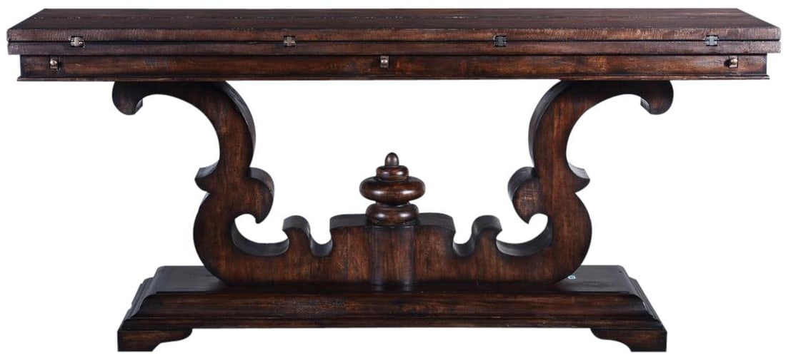 Cambridge Flip Top Console Table Solid Wood Dark Rustic Pecan - 2