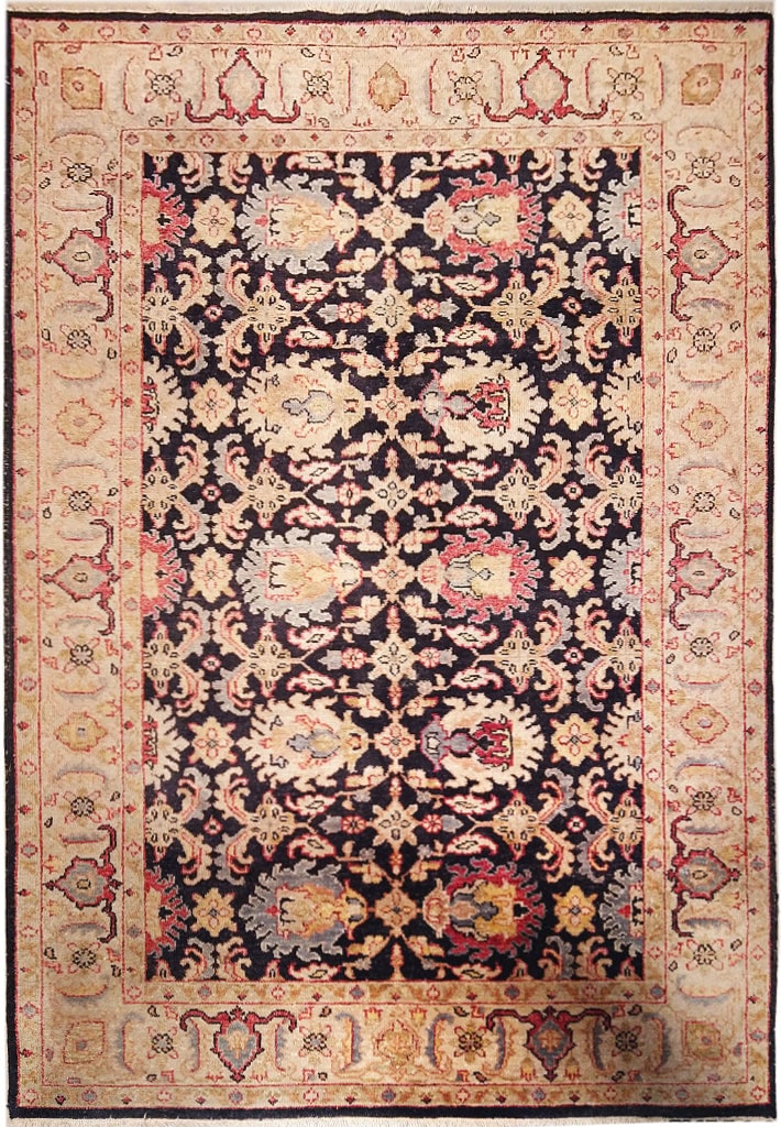 5.6' x 8.7' Black Hand-Knotted Chobi Rug with Zigler Patterns: 5.6' x 8.7' Black Hand-Knotted Chobi Rug with Zigler Patterns Free continental US Shipping Introducing a stunning 5.6' x 8.7' Black Chobi Rug, an exquisite piece that showcases the artistry of hand-kn