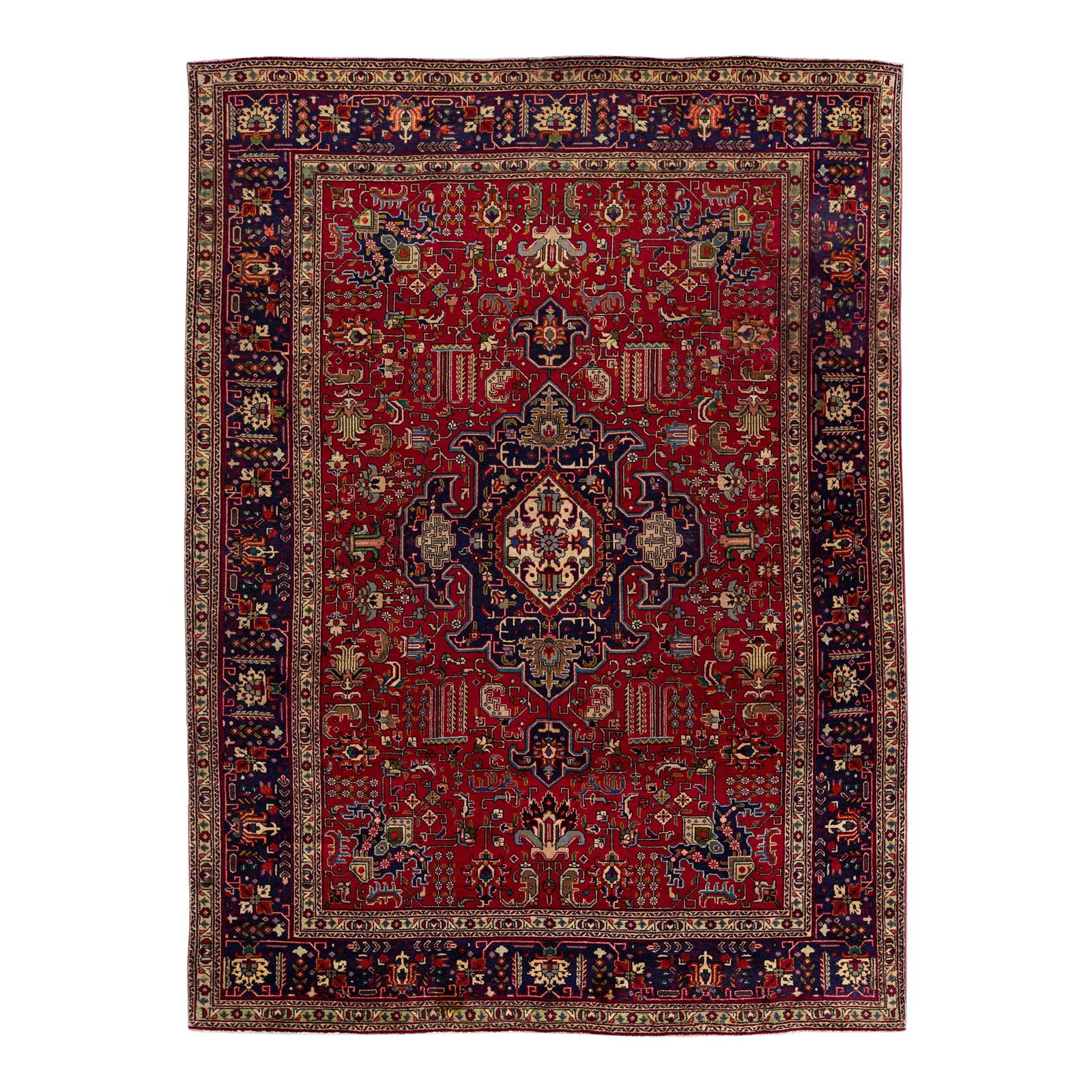 Vintage Persian Tabriz Red Wool Medallion Rug 8'4 x 11'1 (1 of 8)