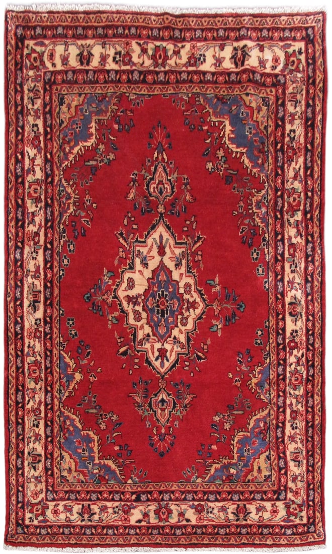 4.4 x 6.7 Hand-Knotted Red Persian Hamadan Area Rug (1 of 5)