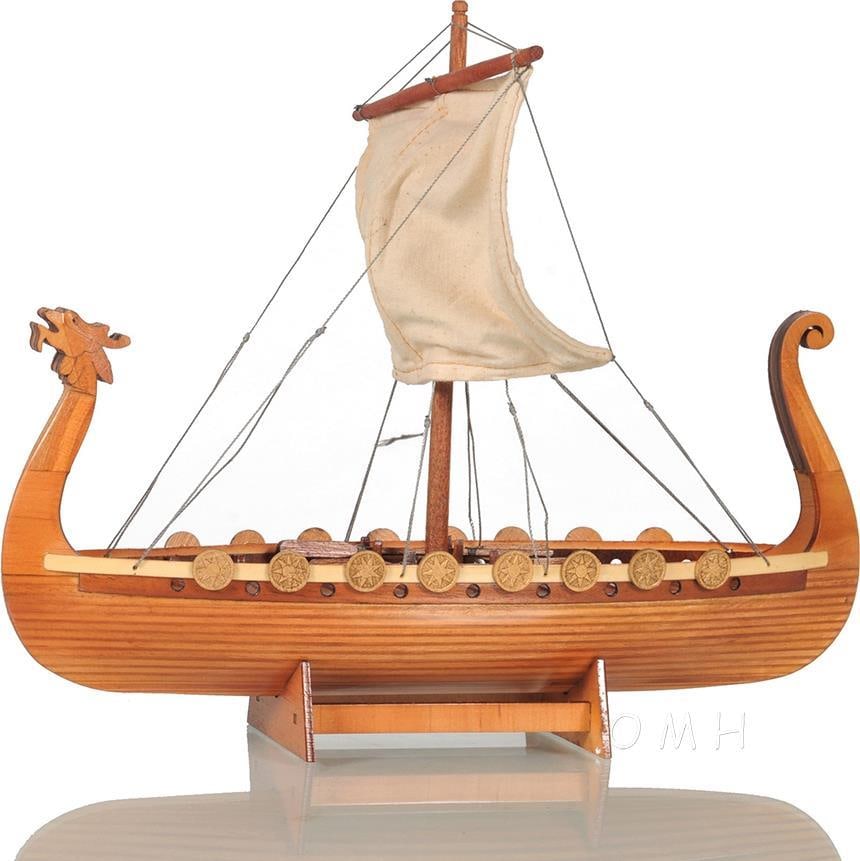 Hand-Crafted 15-Inch Drakkar Viking Ship Model in Wood (1 of 8)