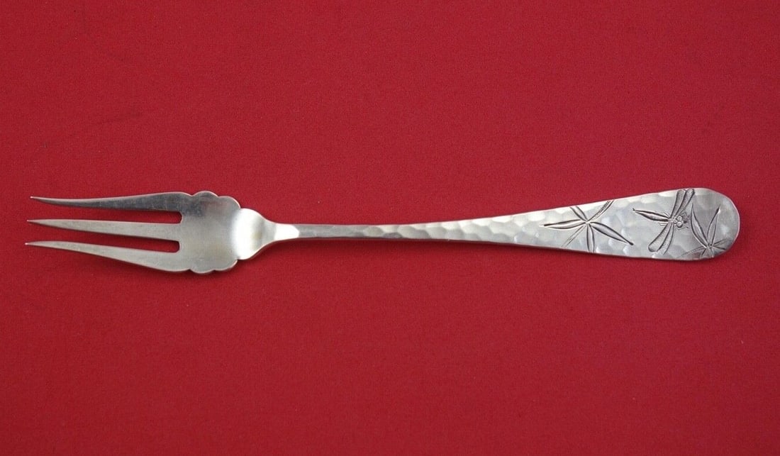 Dominick & Haff Pond Sterling Silver Cocktail Fork Dragonflies 5 7/8": Dominick & Haff Pond Sterling Silver Cocktail Fork Dragonflies 5 7/8" Add elegance to your dining experience with this Sterling Silver Cocktail Fork from the renowned pattern "Pond" by Dominick & Haff