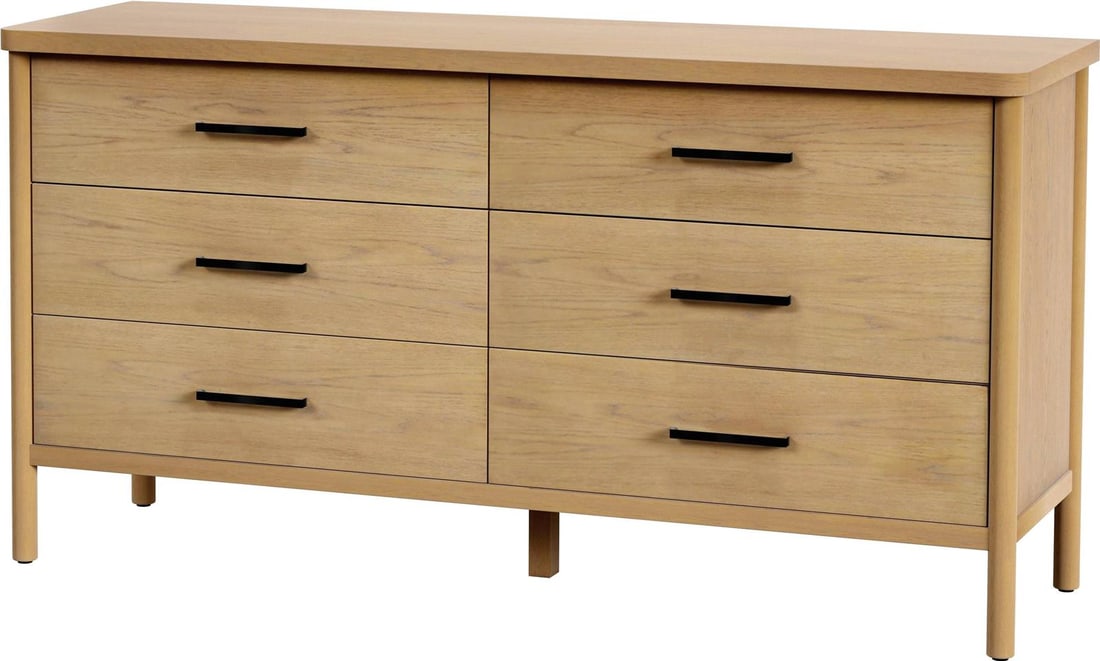Mid-Century Modern Butler Lennon Dresser in Light Brown Wood: Mid-Century Modern Butler Lennon Dresser in Light Brown Wood Introducing the Elegant Butler Lennon Dresser, a stunning piece designed for modern homes. This dresser showcases a mid-century modern styl