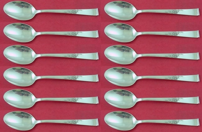 Reed and Barton Classic Rose Sterling Silver Teaspoon Set 12 pcs 6 inch: Reed and Barton Classic Rose Sterling Silver Teaspoon Set 12 pcs 6 inch Enhance your dining experience with this exquisite 12-piece set of Classic Rose Teaspoons by Reed and Barton. Crafted from high-