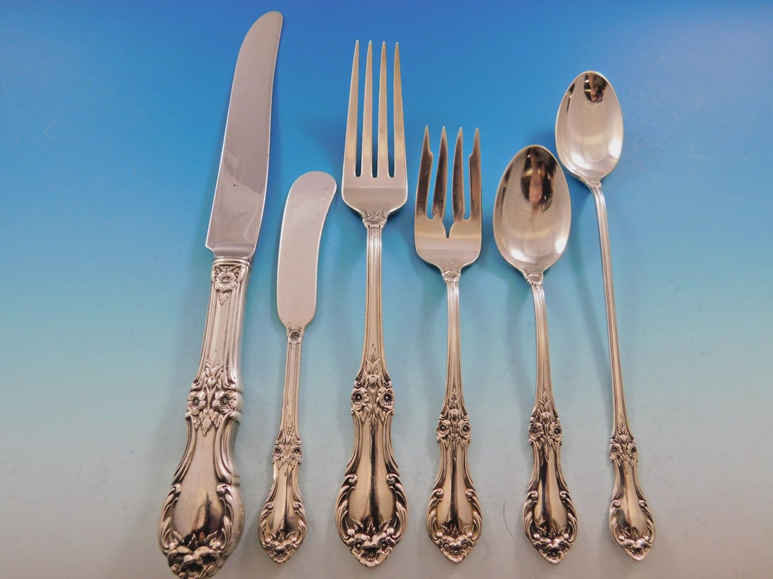 International Sterling Wild Rose Flatware Set 51 pcs for 8 Service (1 of 8)
