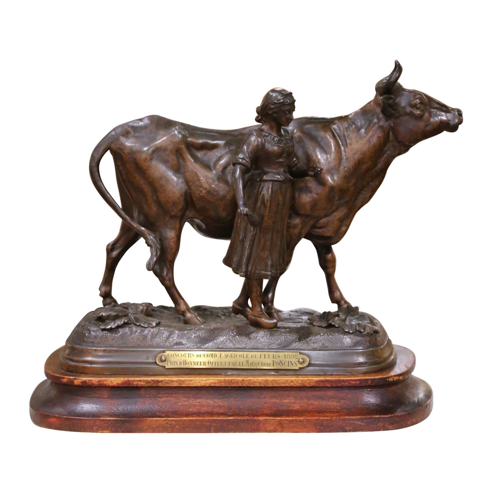19th Century French Spelter Bull Sculpture by Charles Valton: 19th Century French Spelter Bull Sculpture by Charles Valton This exquisite 19th-century French animalier sculpture showcases a powerful standing bull, meticulously crafted from spelter and mounted on
