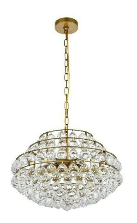 Savannah 5-Light Brass Crystal Chandelier Pendant 20 Inch Modern Lighting: Savannah 5-Light Brass Crystal Chandelier Pendant 20 Inch Modern Lighting Elevate your space with this stunning 20-inch Crystal Balls Chandelier Pendant Light Fixture, designed in a modern style with