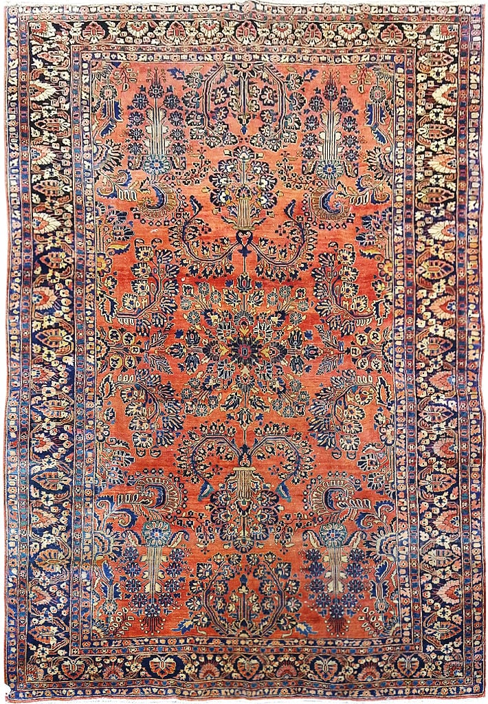 7 x 11 Antique Persian Sarouk Rug Premium Padding Available: 7 x 11 Antique Persian Sarouk Rug Premium Padding Available Free continental US Shipping This exquisite 7 x 11 Antique Persian Sarouk rug presents a stunning blend of traditional craftsmanship and tim