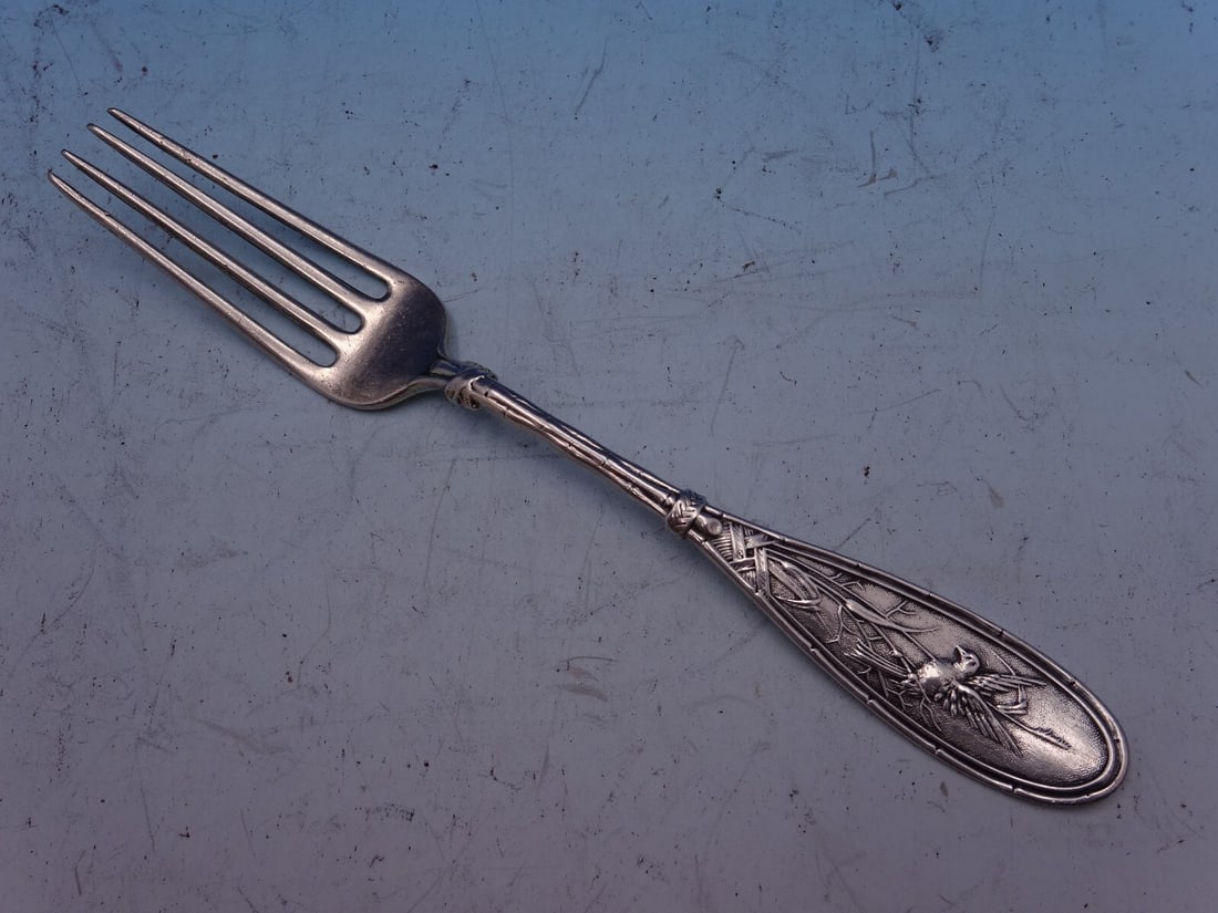 Whiting Sterling Silver Victorian Junior Fork 6 1/4 Japanese Pattern: Whiting Sterling Silver Victorian Junior Fork 6 1/4 Japanese Pattern This exquisite junior fork, crafted by Whiting Manufacturing Company, features a charming Victorian design in the popular Japanese