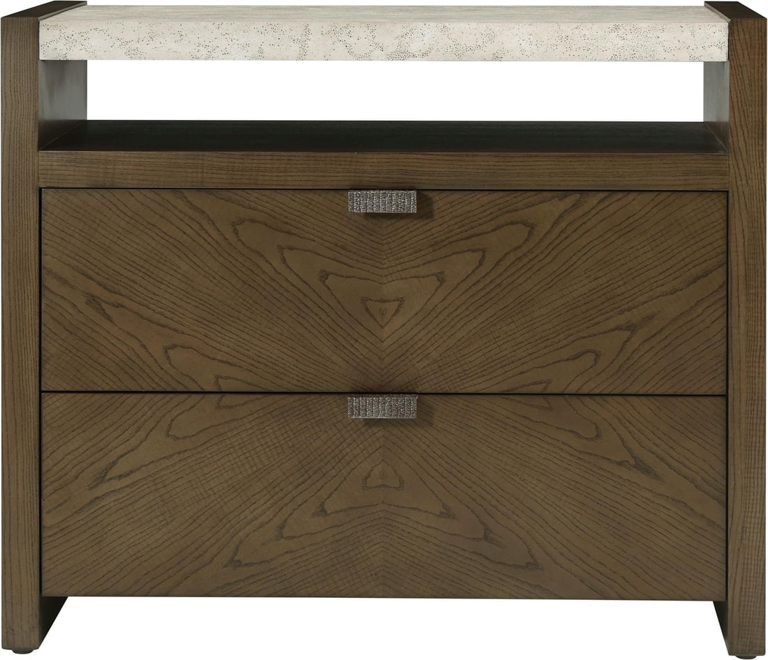 Theodore Alexander Catalina Earth-Toned Modern Nightstand: Theodore Alexander Catalina Earth-Toned Modern Nightstand Enhance your bedroom decor with this stylish Earth-Toned Modern Nightstand from the Catalina Collection. Crafted from durable aluminum composi