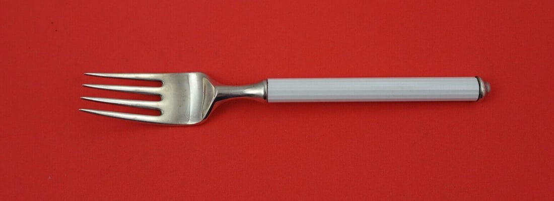 Rosenthal Variation White Sterling Silver Dinner Fork Porcelain Handle 7 7/8 in: Rosenthal Variation White Sterling Silver Dinner Fork Porcelain Handle 7 7/8 in This exquisite dinner fork features a stunning porcelain handle and tines crafted from sterling silver, beautifully desi