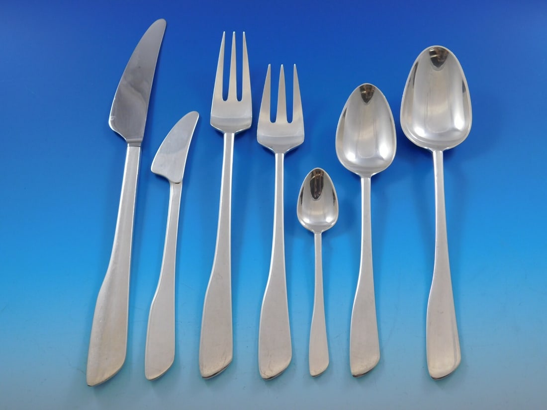 Frigast Gazelle Sterling Silver Flatware Set 71 Pieces Mid-Century Modern: Frigast Gazelle Sterling Silver Flatware Set 71 Pieces Mid-Century Modern This exquisite Gazelle by Frigast Sterling Silver Flatware Set is a stunning example of Mid-Century Modern design. Crafted in