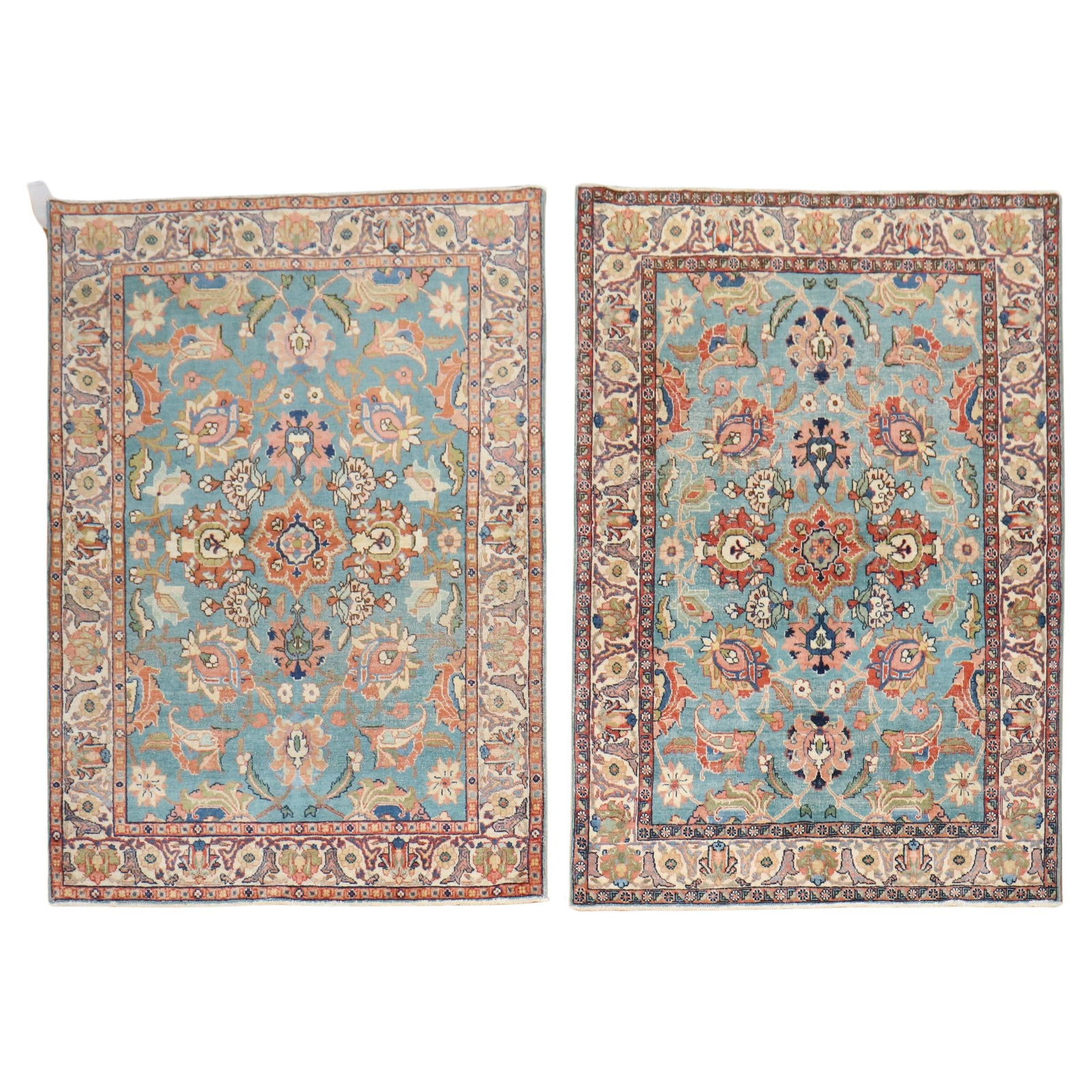 Antique Persian Tabriz Rugs Set of 2 Hand-Woven Wool Early 20th Century (1 of 18)