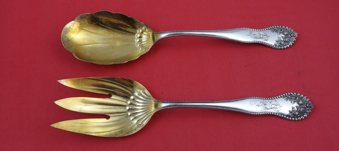 Gorham Lancaster Sterling Silver Salad Serving Set 8.5 inch Monogrammed: Gorham Lancaster Sterling Silver Salad Serving Set 8.5 inch Monogrammed Elevate your dining experience with this exquisite Lancaster salad serving set by Gorham. Crafted from high-quality sterling sil