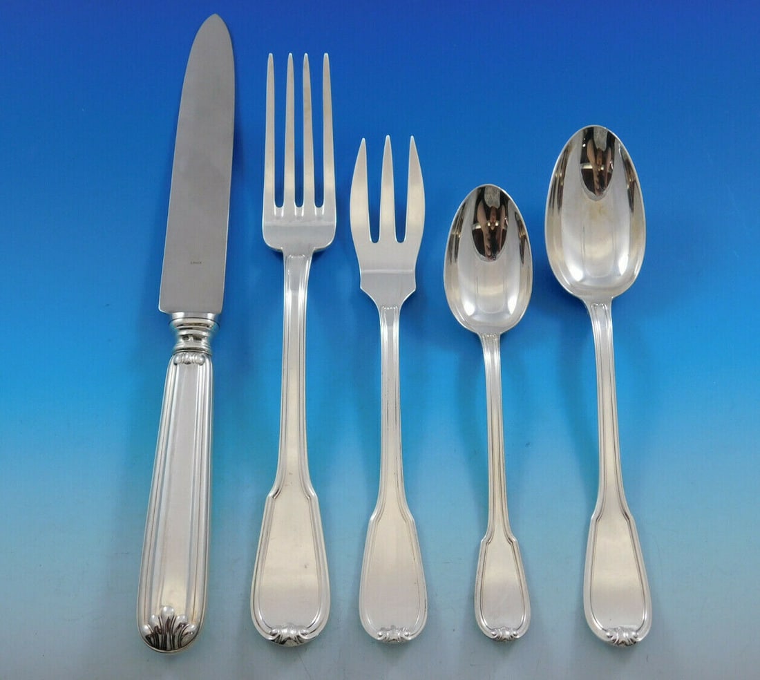 Buccellati Lucrezia 20-Piece Sterling Silver Flatware Set Italy: Buccellati Lucrezia 20-Piece Sterling Silver Flatware Set Italy Discover the elegance of the Lucrezia flatware set by Buccellati, a renowned Italian silversmith. This exceptional 20-piece sterling sil