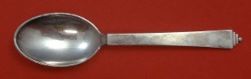 Georg Jensen Pyramid Sterling Silver Dessert Spoon 6.5 Inch Heirloom: Georg Jensen Pyramid Sterling Silver Dessert Spoon 6.5 Inch Heirloom Indulge in elegance with this exquisite dessert spoon from the renowned Georg Jensen, part of the esteemed Pyramid pattern. Crafted