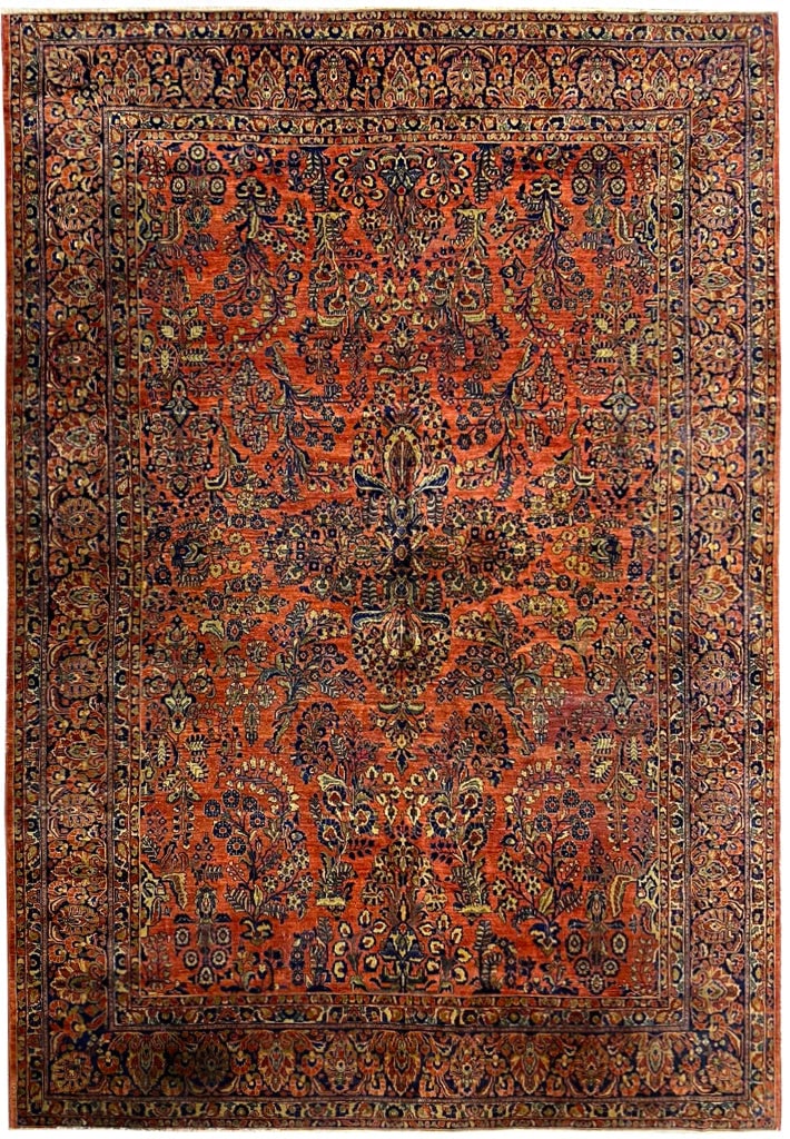 10.1 x 13.9 Authentic Antique Persian Sarouk Rug 1930s Hand-Knotted: 10.1 x 13.9 Authentic Antique Persian Sarouk Rug 1930s Hand-Knotted Free continental US Shipping Experience the allure of timeless elegance with this Authentic Antique Persian Sarouk Rug from the 1930