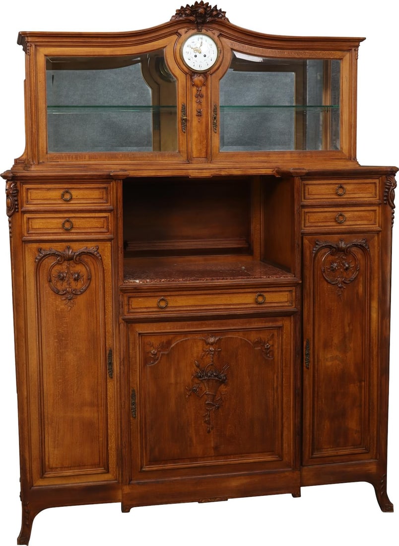 Elegant Vintage Louis XVI Marble Server 84H 62W 22D: Elegant Vintage Louis XVI Marble Server 84H 62W 22D This sophisticated vintage French Louis XVI marble server showcases timeless elegance and craftsmanship. Crafted in 1900, this server features a bea