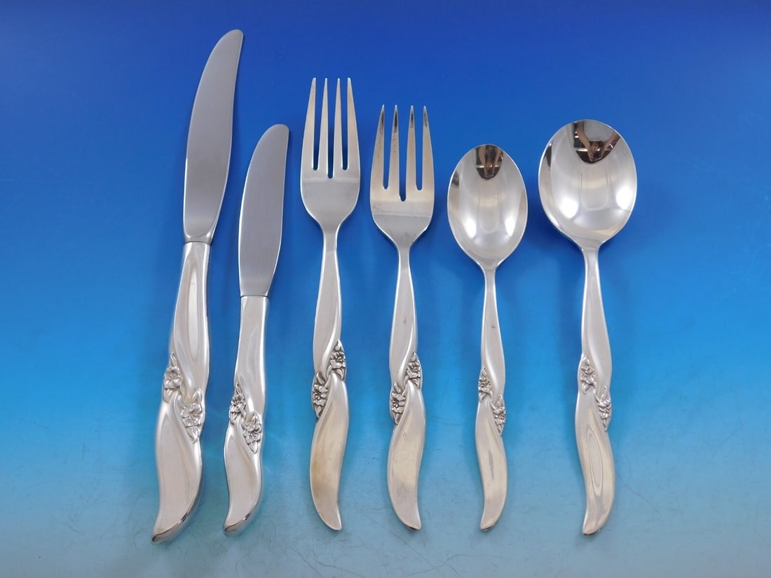 Northumbria Lake Louise Sterling Silver Flatware Set 41 Pieces with Storage Chest: Northumbria Lake Louise Sterling Silver Flatware Set 41 Pieces with Storage Chest Discover the elegance of the Lake Louise Sterling Silver Flatware Set from Northumbria, Canada. This exquisite collect