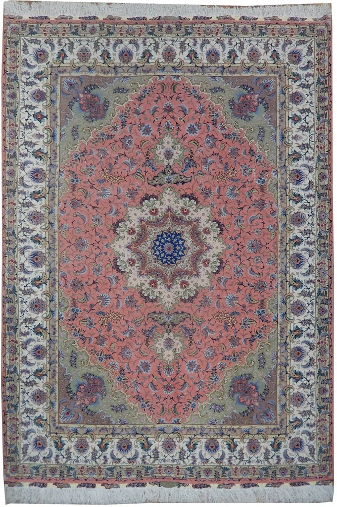 Authentic Persian Tabriz Rug 8.2 x 11.8 Signed Iran 500 KPSI Super Fine 70 Raj: Authentic Persian Tabriz Rug 8.2 x 11.8 Signed Iran 500 KPSI Super Fine 70 Raj Free continental US Shipping This authentic Persian Tabriz rug features a super fine weave with an impressive 500 knots p