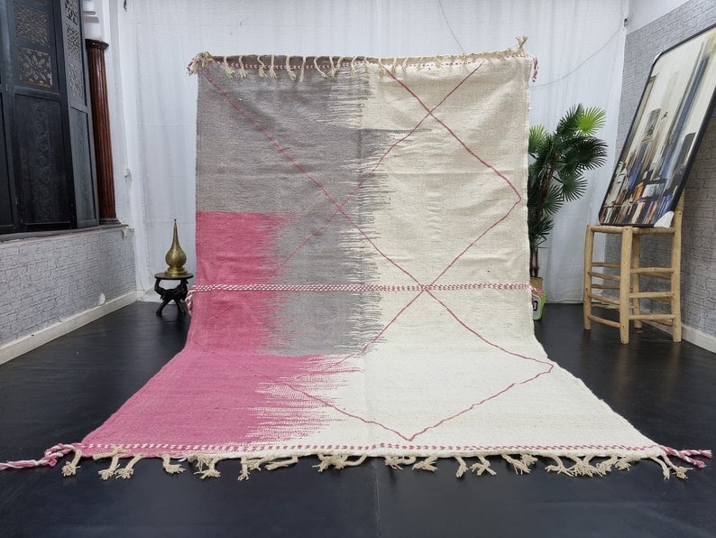 Authentic Handmade Moroccan Berber Rug 100% Sheep Wool 9.84x6.56 Feet: Authentic Handmade Moroccan Berber Rug 100% Sheep Wool 9.84x6.56 Feet Experience the beauty of authentic craftsmanship with this stunning handwoven Moroccan Berber rug. Crafted in the picturesque Atla