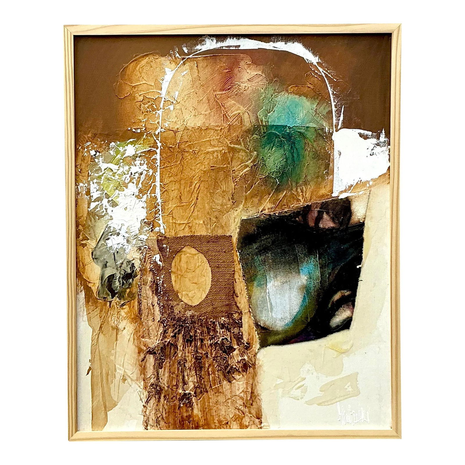 Vintage Boho Mixed Media Canvas Art Goldenrod 25.25x31.25: Vintage Boho Mixed Media Canvas Art Goldenrod 25.25x31.25 Embrace the eclectic spirit with this vintage Boho mixed media painting on canvas. Featuring layered textures and vibrant hues, this captivati