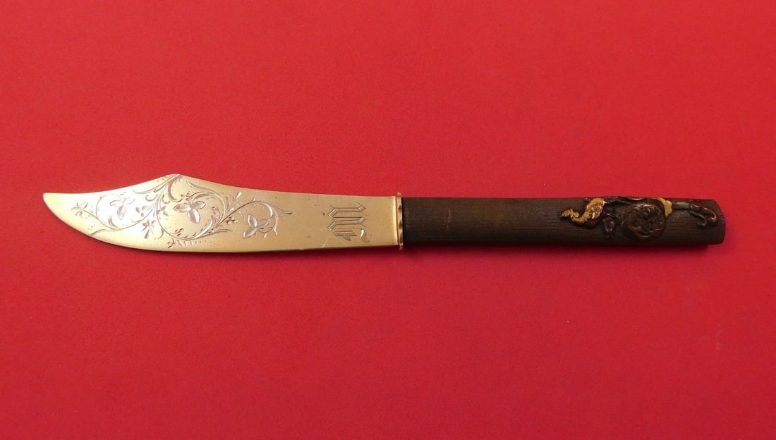 Kozuka Sterling Silver Fish Knife Japanese Motif Mixed Metals 7 3/4in (1 of 1)