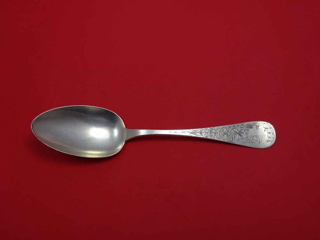 Seymour Sterling Silver 8 Serving Spoon Lily Engraved Monogrammed: Seymour Sterling Silver 8 Serving Spoon Lily Engraved Monogrammed This exquisite serving spoon features the elegant Lily Engraved pattern crafted by Seymour. Made of high-quality sterling silver, this