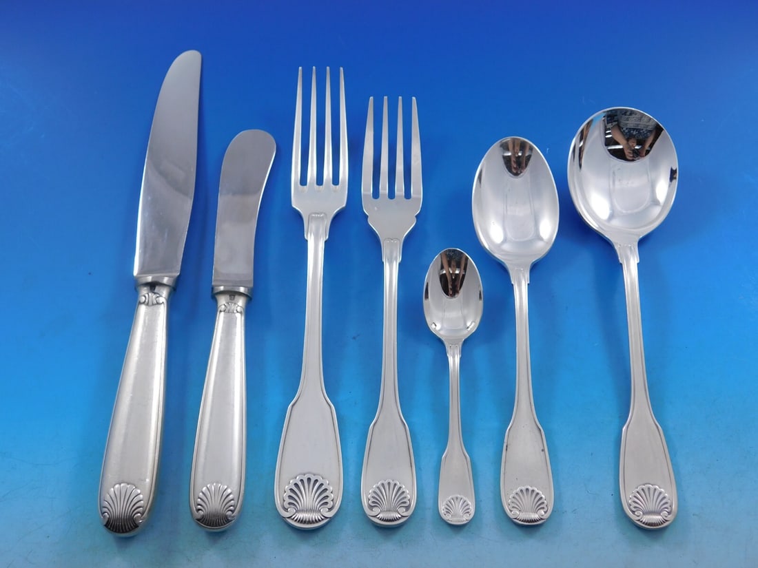Christofle Vendome Silverplate Flatware Set for 12 - 96 Pieces with Storage Chest: Christofle Vendome Silverplate Flatware Set for 12 - 96 Pieces with Storage Chest Enhance your dining experience with the exquisite Arcantia Vendome silverplate flatware set by Christofle, designed fo