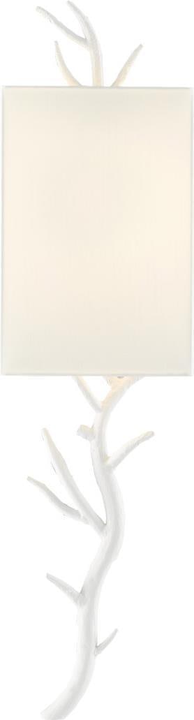 Currey Baneberry Gesso White Left Wall Sconce UL-Listed 31 Inches: Currey Baneberry Gesso White Left Wall Sconce UL-Listed 31 Inches Illuminate your space with this sophisticated left gesso white wall sconce, featuring a transitional style that blends seamlessly into