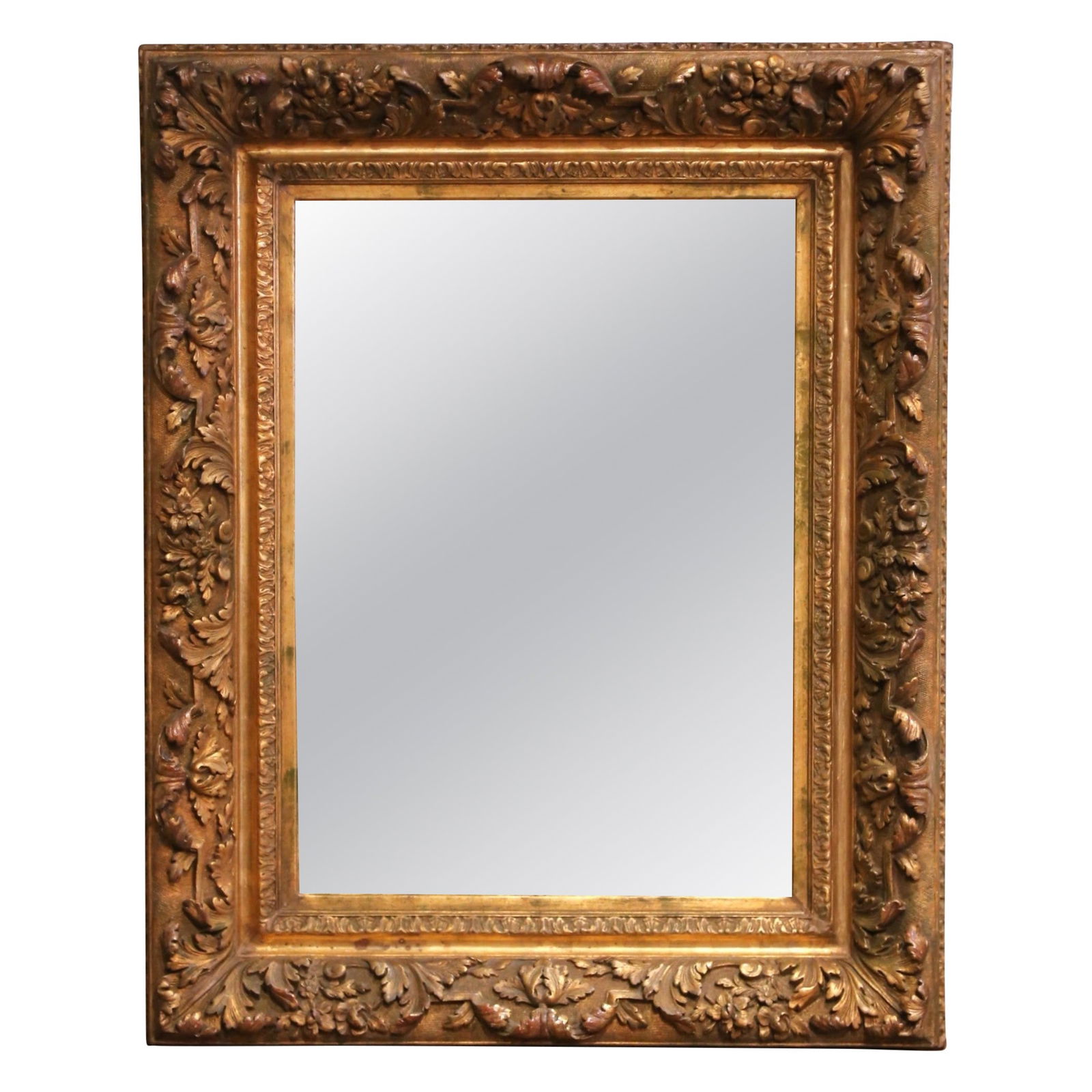 19th Century French Rococo Giltwood Mirror with Floral Carvings (1 of 6)