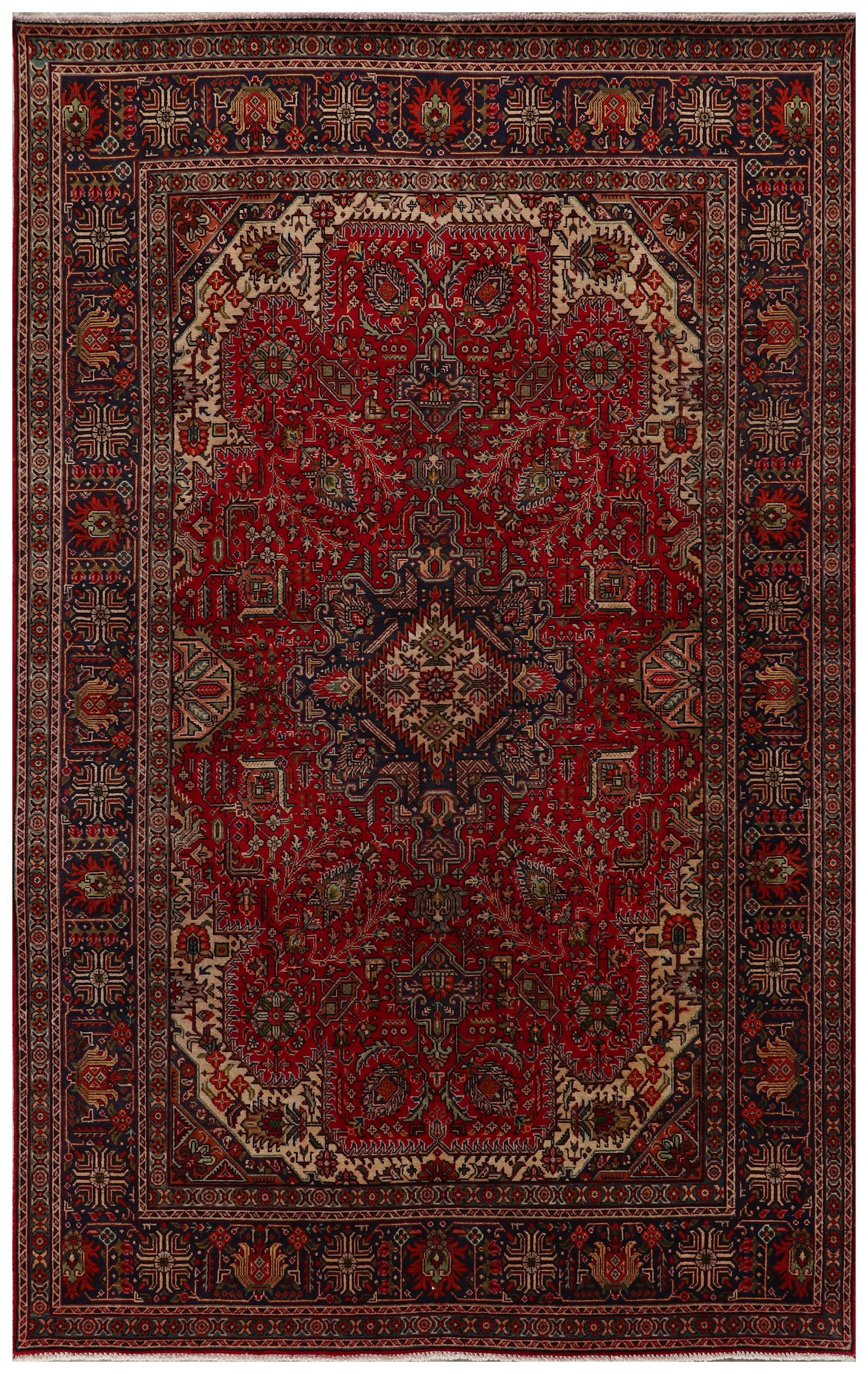 6' x 10' Hand-Knotted Persian Tabriz Wool Rug Faded Pastels: 6' x 10' Hand-Knotted Persian Tabriz Wool Rug Faded Pastels Free continental US Shipping Enhance your living space with this exquisite 6' x 10' Persian Tabriz Wool Rug, meticulously hand-knotted for a