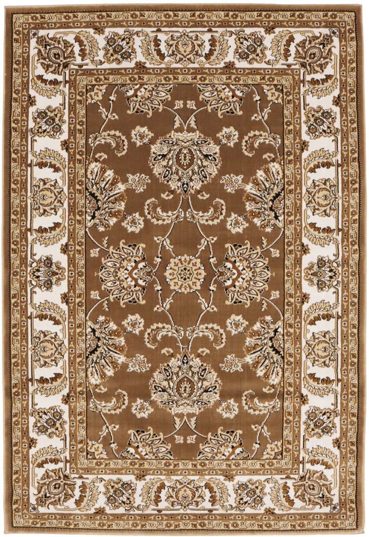 Floral Patterned 4'2 x 6'1 Polypropylene Machine-Made Area Rug in Brown Tones (1 of 17)
