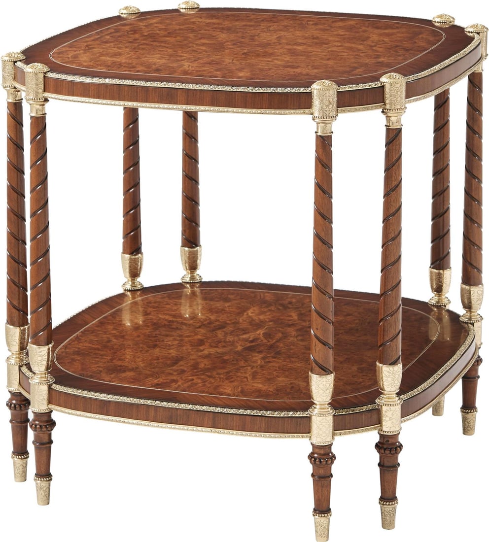 Theodore Alexander Brass Regency Style Timothy Side Table: Theodore Alexander Brass Regency Style Timothy Side Table Introducing the Formal Brass Molded Timothy Side Table, a stunning addition to any home decor. Crafted from durable brass metal, this side tab