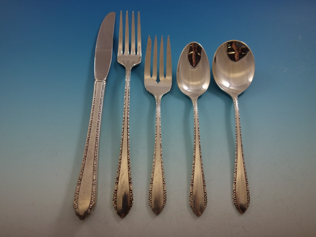 Royal Crest Wild Flower Sterling Silver Flatware Set 60 Pcs for 12 with Bonus Chest: Royal Crest Wild Flower Sterling Silver Flatware Set 60 Pcs for 12 with Bonus Chest Introducing the exquisite Wild Flower Sterling Silver Flatware Set by Royal Crest, designed to serve 12 with a total