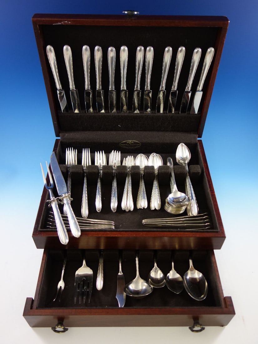 Towle Silver Flutes Sterling Silver Flatware Set for 12 - 107 Pieces with Storage Chest: Towle Silver Flutes Sterling Silver Flatware Set for 12 - 107 Pieces with Storage Chest Enhance your dining experience with this exquisite Silver Flutes by Towle Sterling Silver Flatware Service for 1