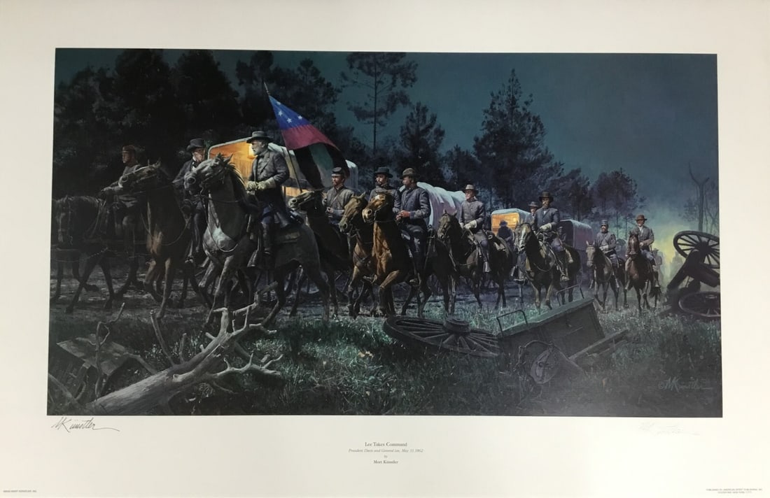 Mort Kunstler Lee Takes Command Limited Edition Signed Print: Mort Kunstler Lee Takes Command Limited Edition Signed Print Mort Kunstler's "Lee Takes Command" is a striking limited edition print that captures a pivotal moment in Civil War history. This artist's
