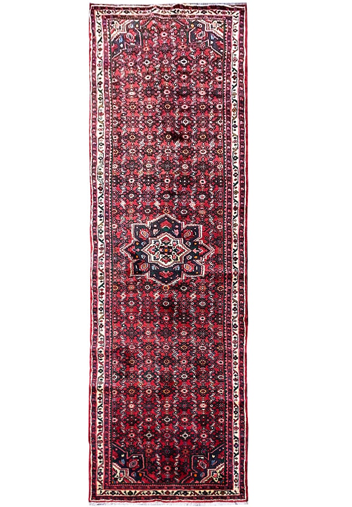 Persian Hamadan Bijar Runner 3.9 x 13.7 ft Elegant Design: Persian Hamadan Bijar Runner 3.9 x 13.7 ft Elegant Design Free continental US Shipping This exquisite Persian Hamadan Bijar runner measures 3.9 x 13.7 feet, showcasing the intricate craftsmanship and