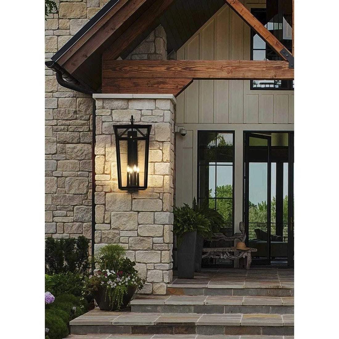 Frankford 33 Inch Black Outdoor Wall Lantern Light Fixture: Frankford 33 Inch Black Outdoor Wall Lantern Light Fixture Illuminate your outdoor spaces with this elegant Large Black Outdoor Wall Sconce Light Fixture. Designed in a traditional style, this wall-mo