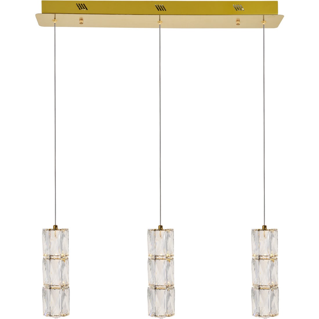 Polaris Goldish Crystal Pendant Chandelier 27.5" Adjustable LED Light: Polaris Goldish Crystal Pendant Chandelier 27.5" Adjustable LED Light Illuminate your space with this stunning Crystal Chandelier Ceiling Light Fixture, ideal for dining rooms or kitchen islands. The