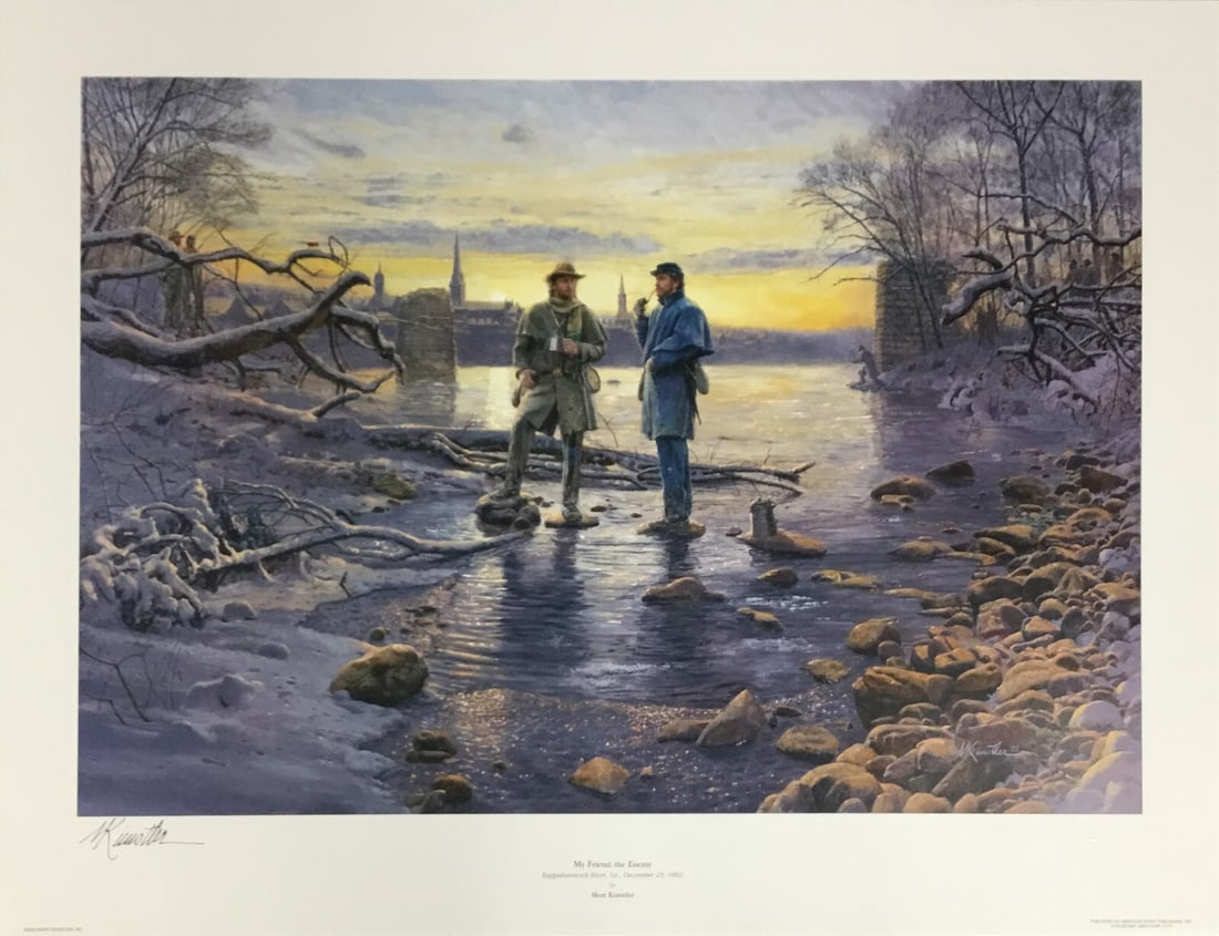 Artist's Proof My Friend The Enemy Signed Limited Edition Print by Mort Kunstler: Artist's Proof My Friend The Enemy Signed Limited Edition Print by Mort Kunstler This limited edition artist's proof print, titled "My Friend The Enemy" by Mort Kunstler, is an offset lithograph produ