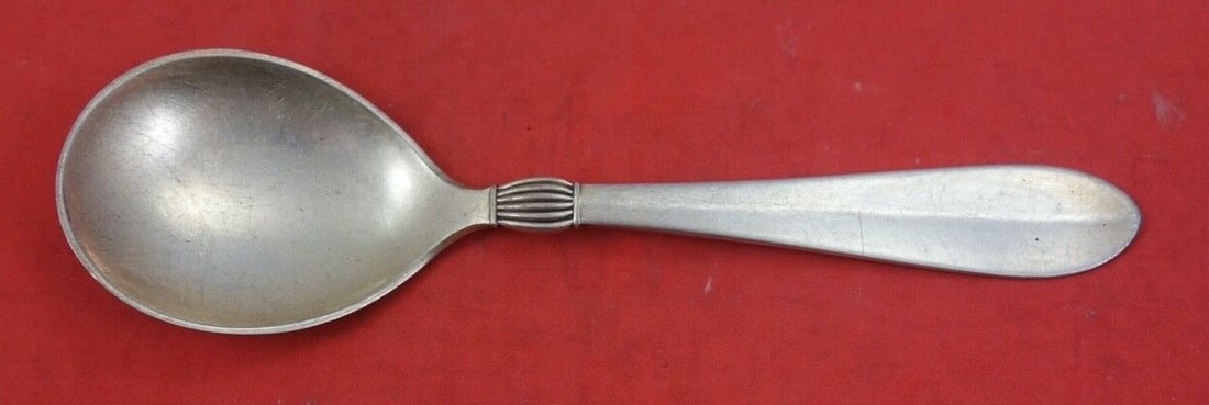 Dansk Grasten Sterling Silver Cream Soup Spoon 5 7/8": Dansk Grasten Sterling Silver Cream Soup Spoon 5 7/8" This exquisite cream soup spoon features the elegant Grasten pattern by Dansk, crafted from high-quality sterling silver. Measuring 5 7/8 inches,