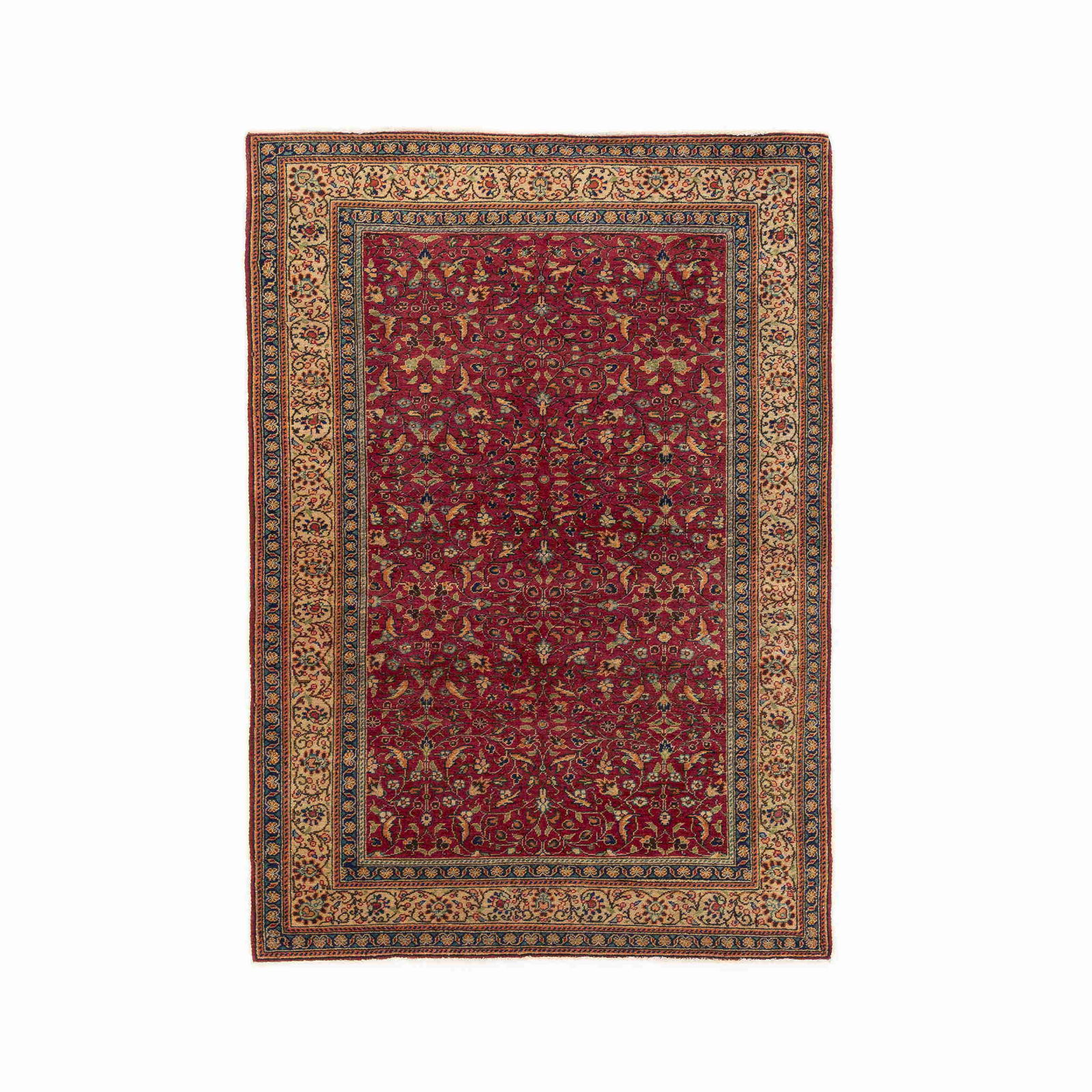 Authentic Handmade Kayseri Wool on Cotton Carpet 47.6 x 66.5: Authentic Handmade Kayseri Wool on Cotton Carpet 47.6 x 66.5 Experience the elegance of this Authentic Handmade Kayseri Carpet, expertly crafted from a rich blend of wool on cotton. With its intricate