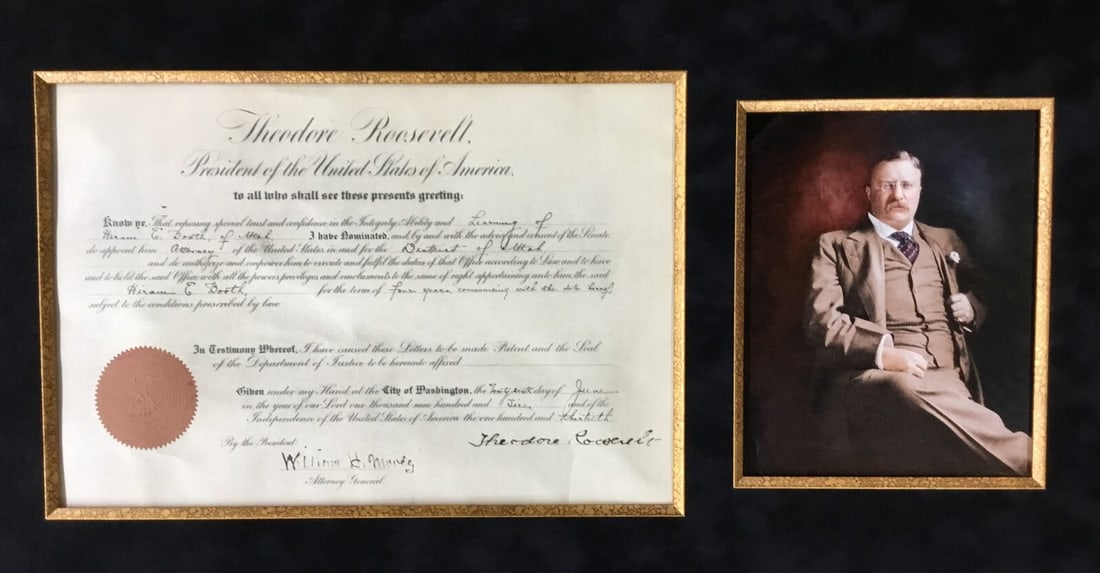 Theodore Roosevelt Signed Appointment Document Custom Frame JSA Authenticated - 2