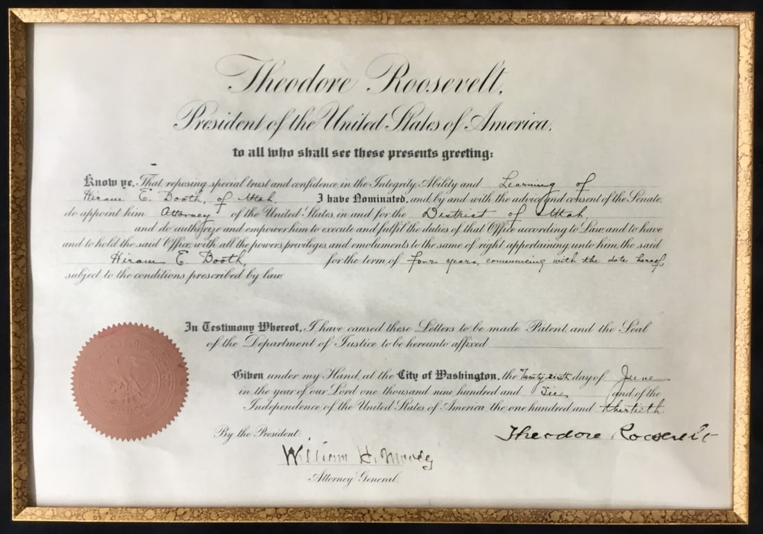 Theodore Roosevelt Signed Appointment Document Custom Frame JSA Authenticated - 4