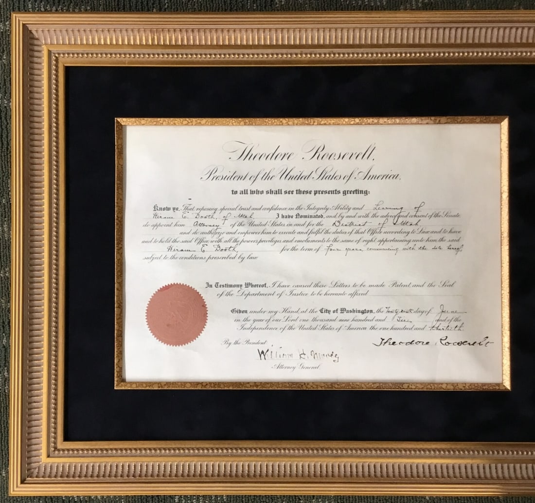 Theodore Roosevelt Signed Appointment Document Custom Frame JSA Authenticated - 8