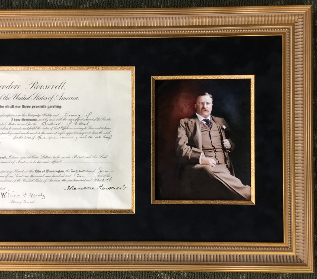 Theodore Roosevelt Signed Appointment Document Custom Frame JSA Authenticated - 9